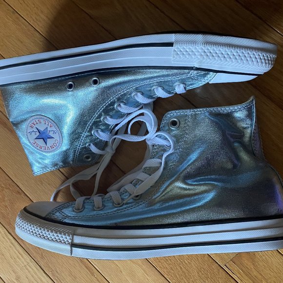 Metallic Unisex Ice Blue Converse - Picture 4 of 6